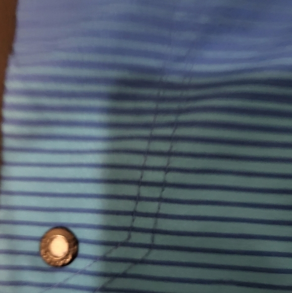 OP Plex 4 Way Strech , Men's Swim Trunks, Blue/Black/ Stripes Design Size30 - Picture 6 of 9